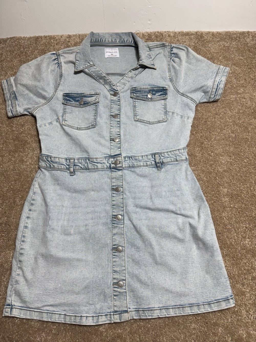 Celebrity pink Light Wash Denim Shirt Dress